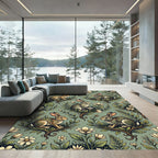 Sage Green Woodland Rabbit Meadow Rug