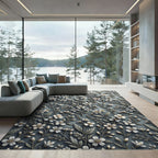 Delicate White Floral Botanical Trail Rug