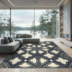 Intricate Gray Cream Geometric Quatrefoil Rug