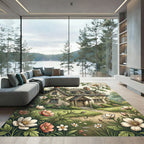 Whimsical Floral Cottage Garden Rug