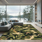 Forest Camouflage Foliage and Brush Rug