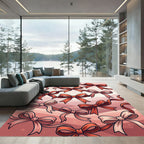 Whimsical Blush and Crimson Ribbon Garland Rug