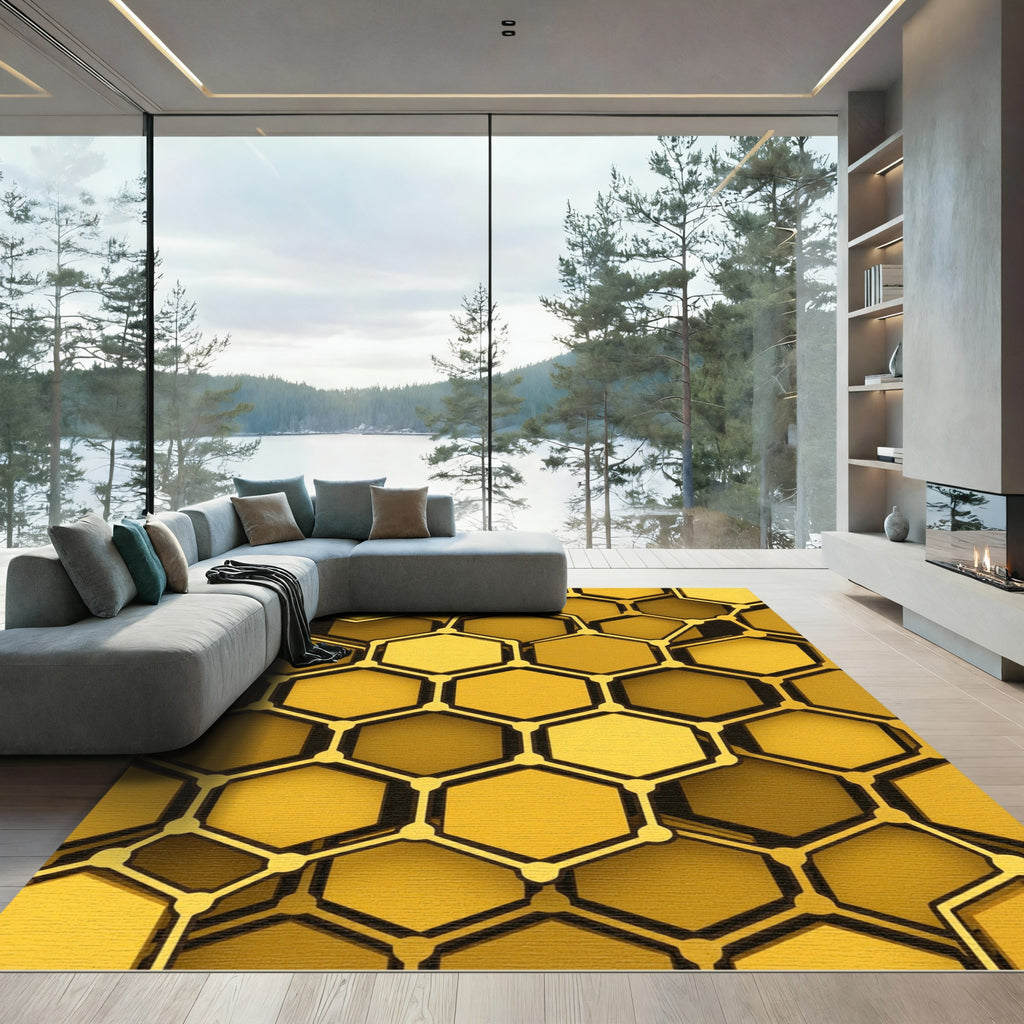 Golden Honeycomb Interconnected Geometric Rug