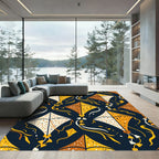 Golden Kite Dots With Navy Background Rug