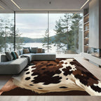 Rustic Brown and White Cowhide Rug