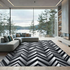 Silver Metallic Chevron Geometric Rug