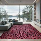 Ornate Crimson Intertwined Floral Medallion Rug