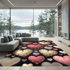 Rustic Distressed Pink Gold Heart Rug