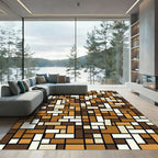 Earthy Abstract Rectilinear Block Arrangement Rug