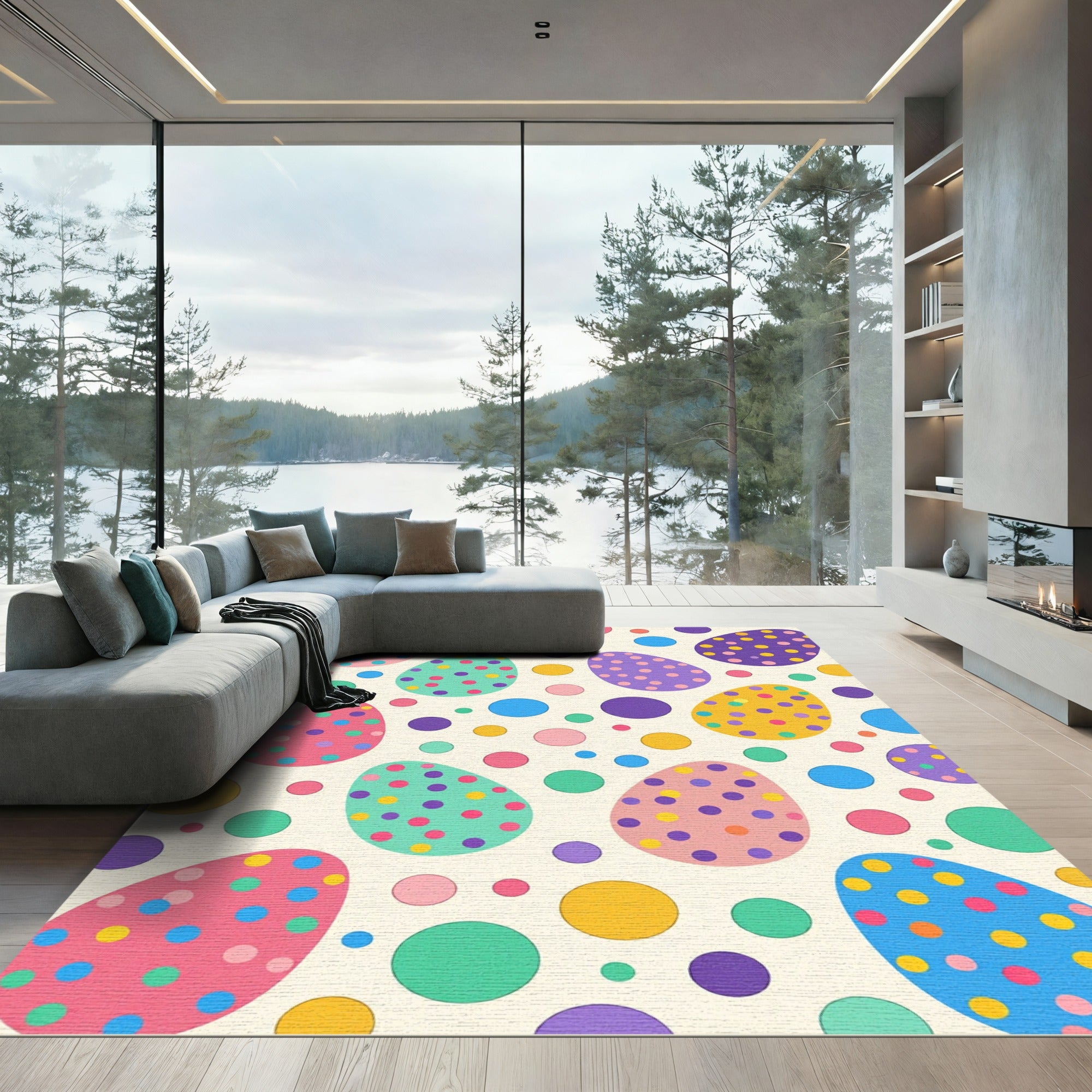 Playful Polka Dot Easter Egg Rug