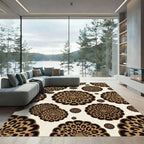 Brown Leopard Floral Medallions Rug