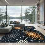 Cosmic Orange and Gray Starry Sky Rug