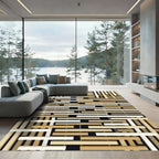 Textured Beige and White Latticework Rug