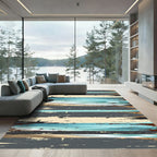 Coastal Distressed Horizontal Beach Stripe Rug