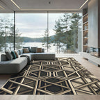 Sophisticated Neutral Geometric Hexagon Grid Rug