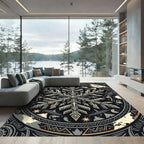 Celestial Midnight Snowflake Geometric Medallion Rug