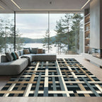 Neutral Tonal Intersecting Straps Abstract Rug