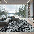 Gray Abstract Cat Head Splatter Rug
