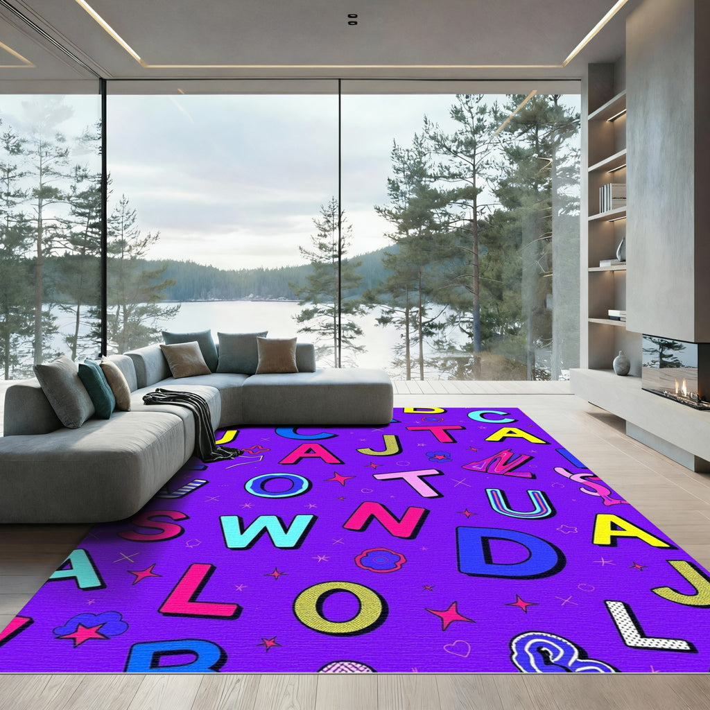 Vibrant Alphabet Star Burst Rug