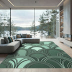 Art Deco Sage Geometric Arch Fan Rug
