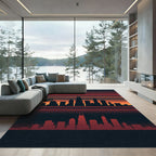 Minimalist Chicago Skyline Sunset Horizon Rug
