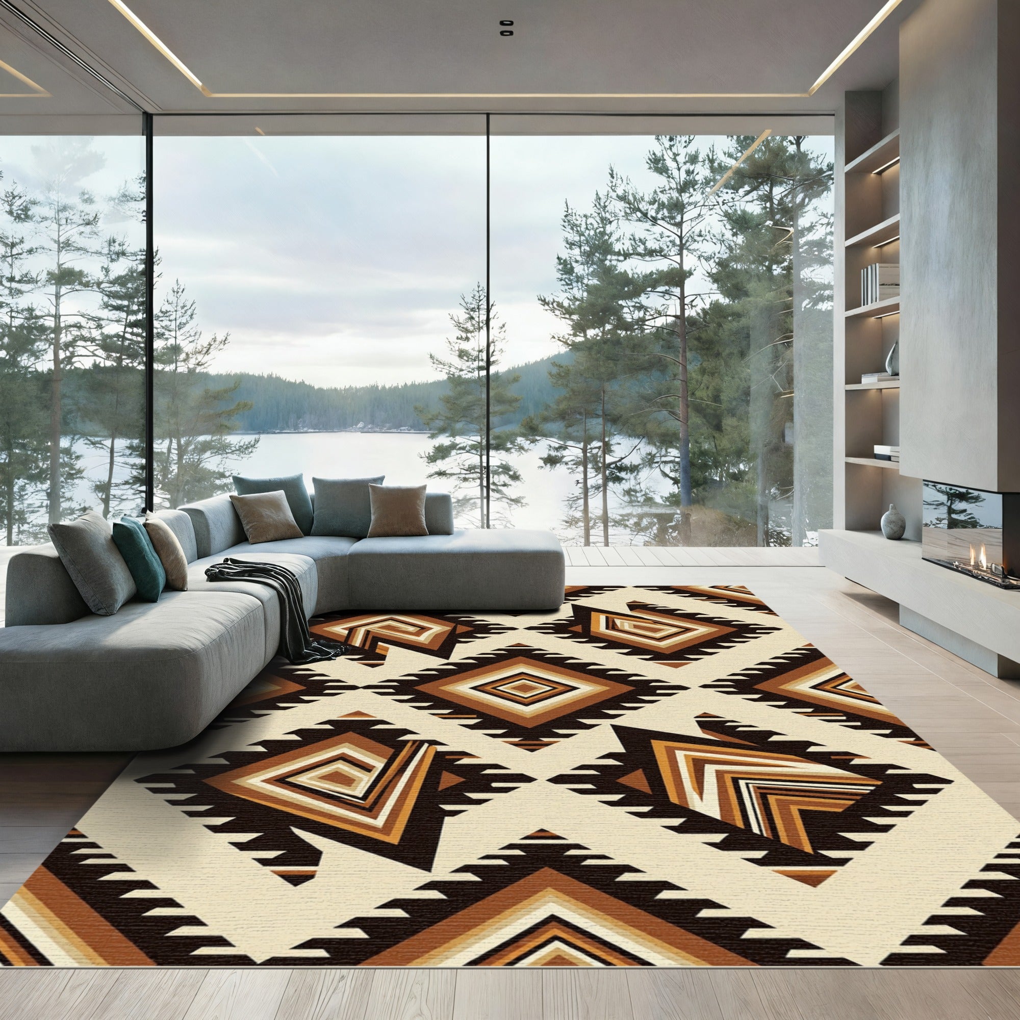Earthy Diamond Southwest Composition Rug