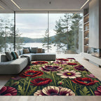 Crimson And Violet Floral Meadow Rug