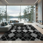 Black Gray Diamond Argyle Rug
