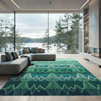Teal Ocean Wave Sound Abstract Rug