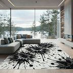 Monochromatic SplatterBurst Abstract Art Rug