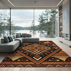 Geometric Copper Pyramid Sunburst Rug