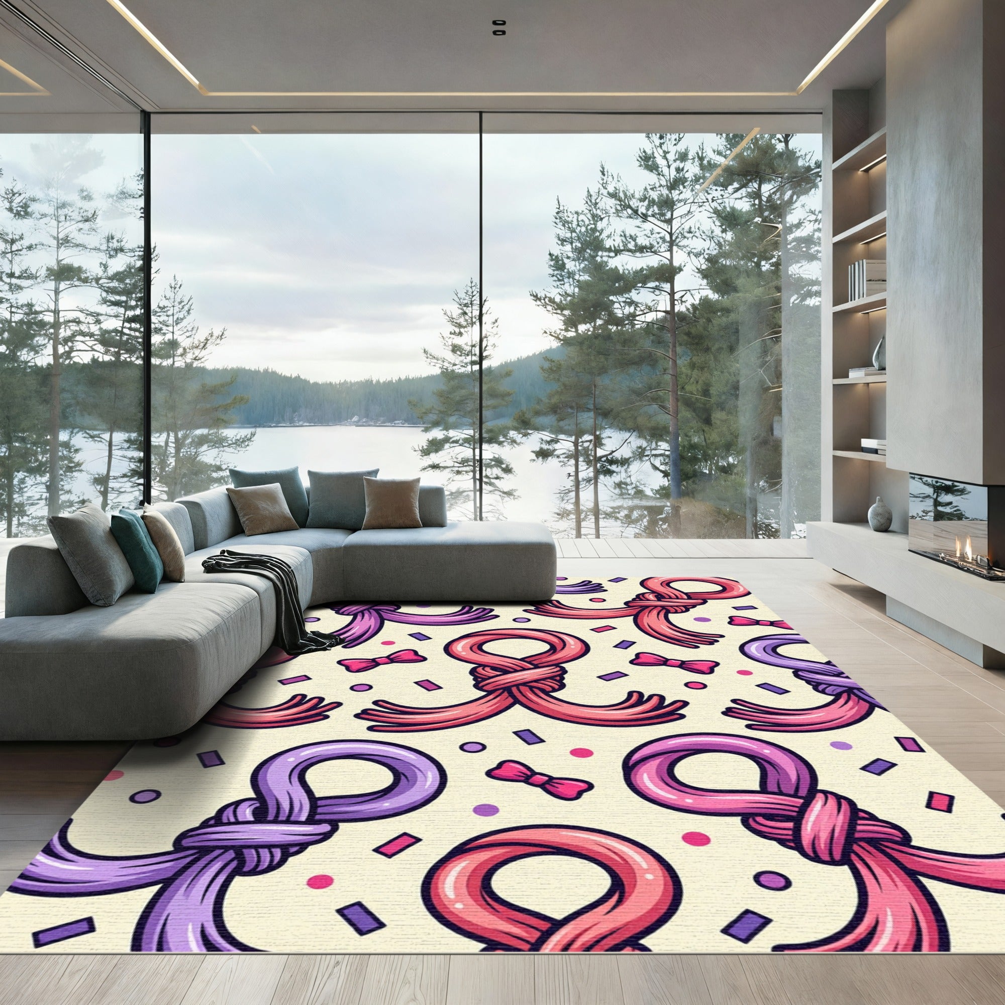 Playful Pink and Purple Knotted Confetti Rug