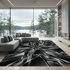 Sharp Black Smoke Broken Glass Rug