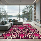 Magenta Geometric Interlocking Diamond Lattice Rug