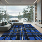 Modern Royal Blue Tartan Plaid Rug