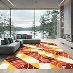 Orange Fish Geometric Mosaic Rug