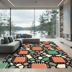 Retro Microchip Geometric Abstract Grid Rug