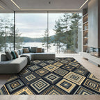 Gray Khaki Diamond Ethnic Collection Rug