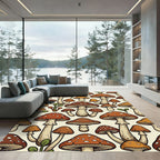 Whimsical Earthy Mushroom Forest Collage Rug