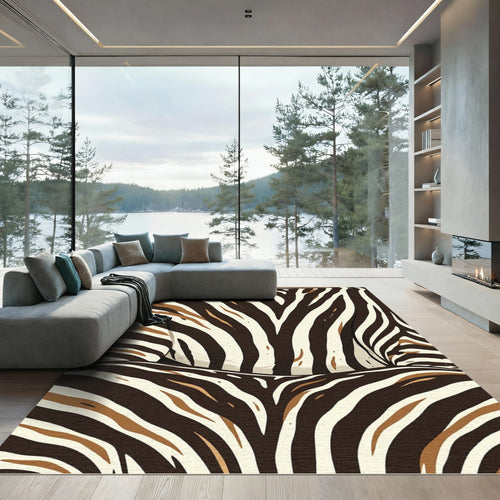 Abstract Zebra Stripe Earth Tone Area Rug