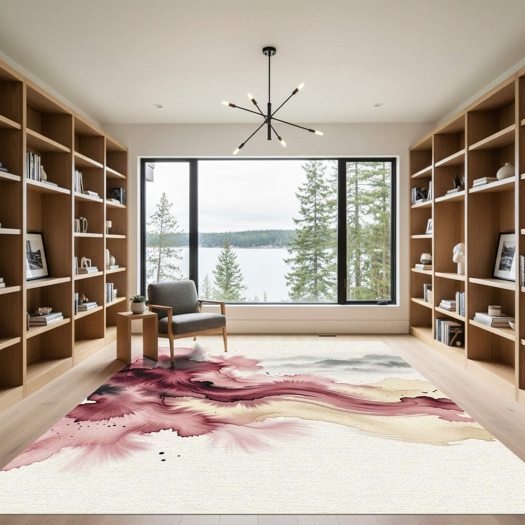 Crimson Wash Landscape Abstract Rug