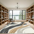 Modern Gold and Charcoal Swirl Rug