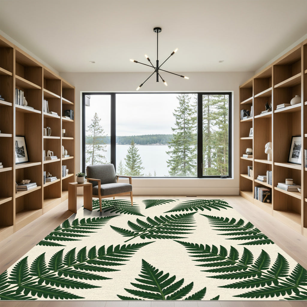 Deep Green Fern Frond Overlay Rug