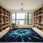 Radiant Teal Cosmic Supernova Burst Rug