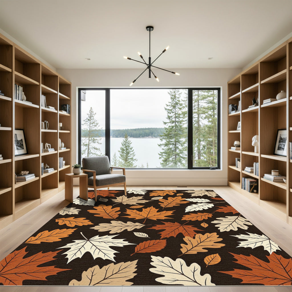 Autumn Harvest Maple Leaf Earthy Rug
