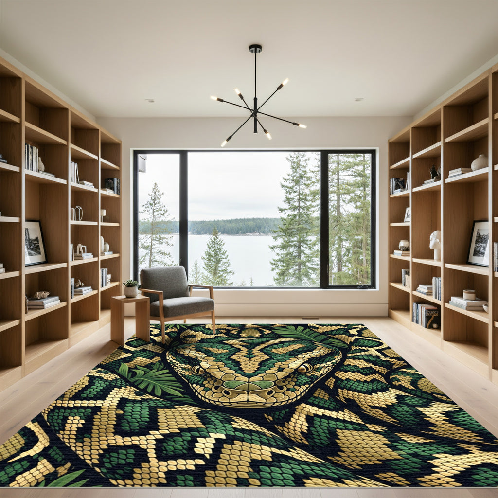 Verdant Serpent Jungle Coiled Rug