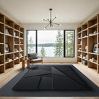 Monochromatic Black Geometric Overlay Rug