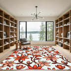 Earthy Coral Floral Botanical Vine Rug