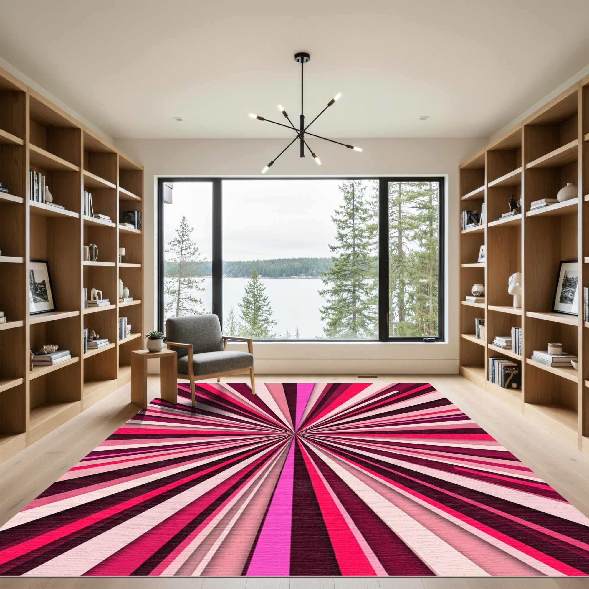 Vibrant Pink Ray Burst Rug