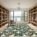Emerald And Teal Leaf Branch Rug